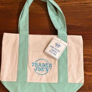 Mint and Cream Canvas Tote Bag